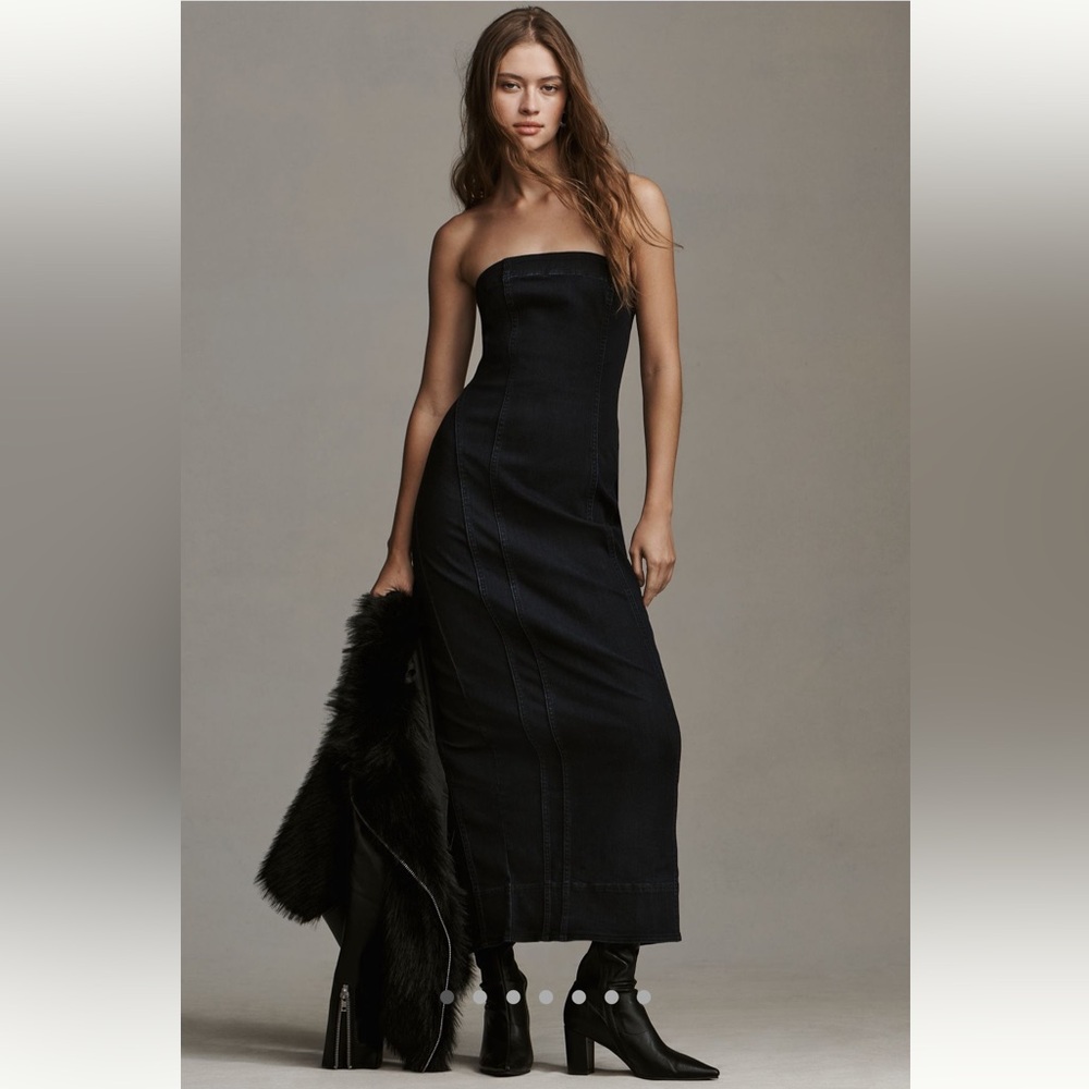 Anthropology Pilcro Strapless Slim Denim Dress - Small